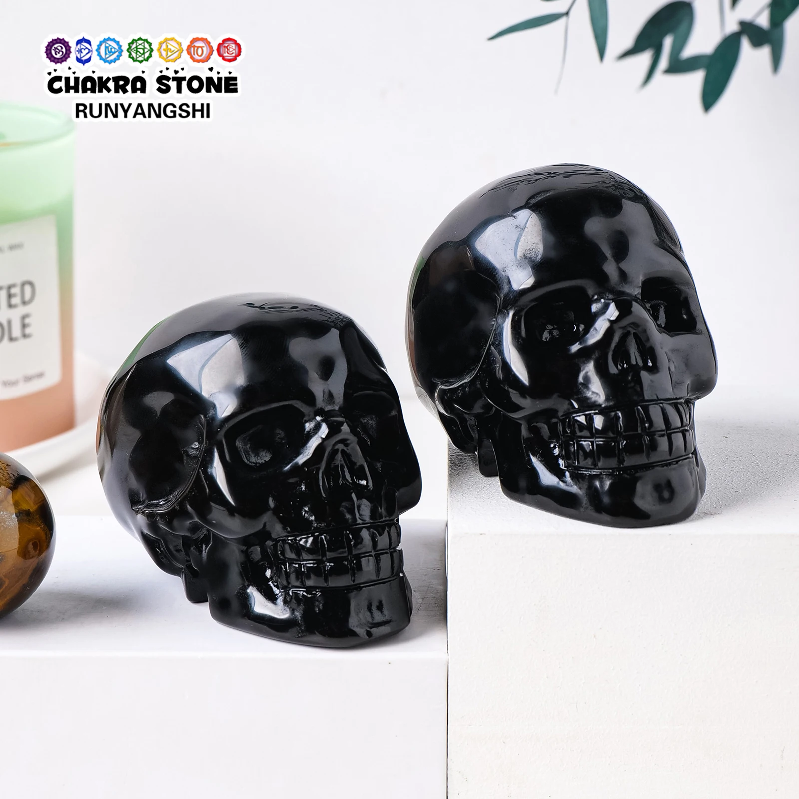 1PC Natural Crystal Stone Black Obsidian Skull Grave Home Craft Decoration Energy Gem Easter Halloween Gifts