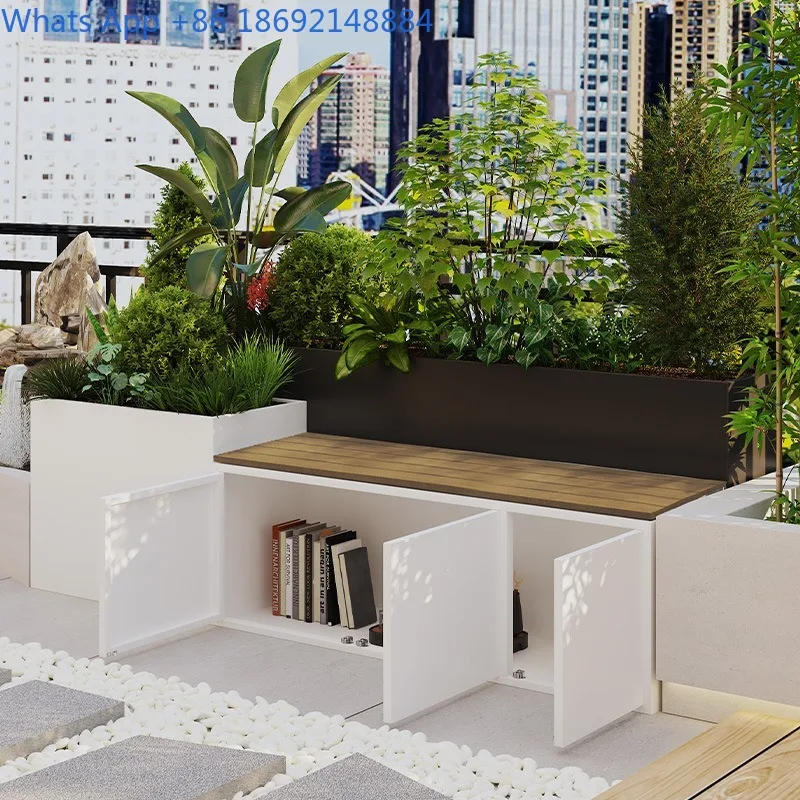 

seat combination courtyard terrace storage cabinet, flower slot pedestrian street, outside pendulum bench flower