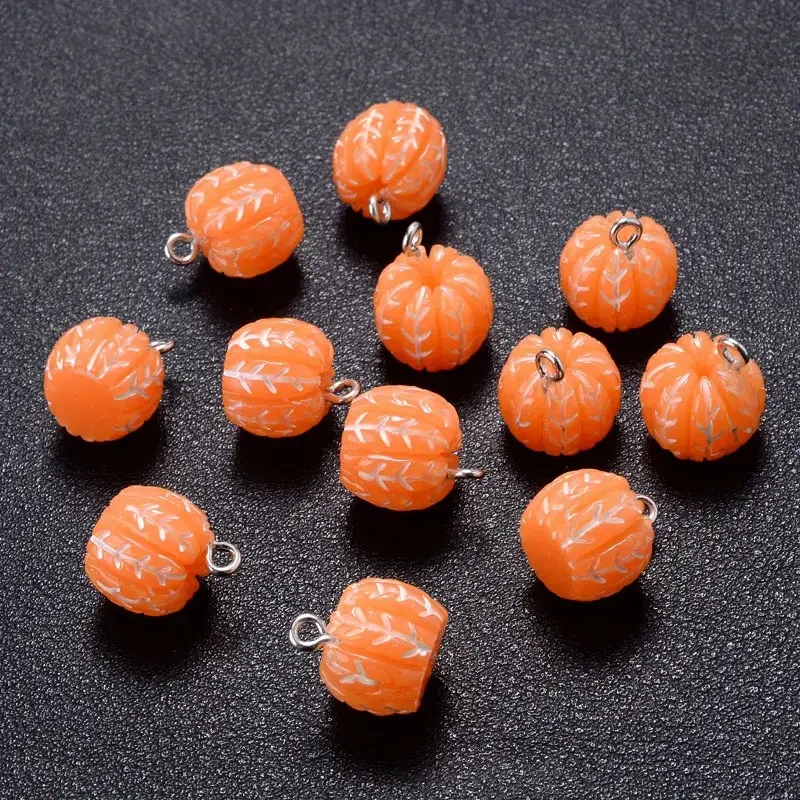 10pcs Per Pack Orange Resin Pendant Set, 3D Fruit-Shaped Charms for DIY Jewelry Making, Keychains Accessories, Craft Supplies