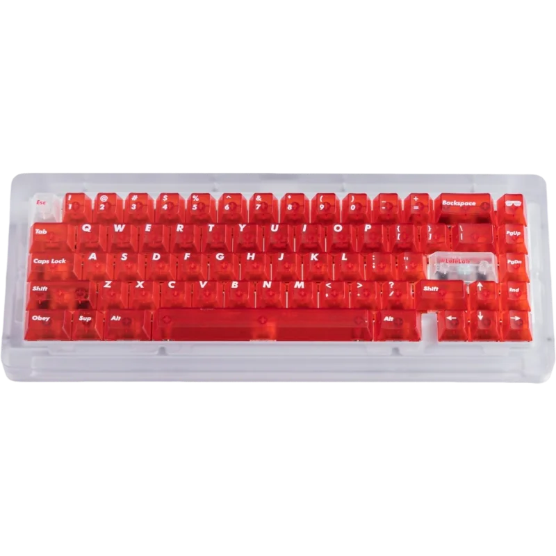 

MiFuny 154-Key Red Transparent Keycaps Cherry Original Height UV Printed ABS Material Lelelab Keycap for Mechanical Keyboards