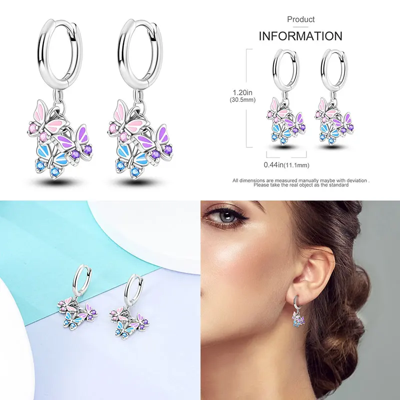 Hot Sale 100% 925 Silver Bohemian Colorful Feather Iris Women Earrings Suitable For Party Anniversary Gift