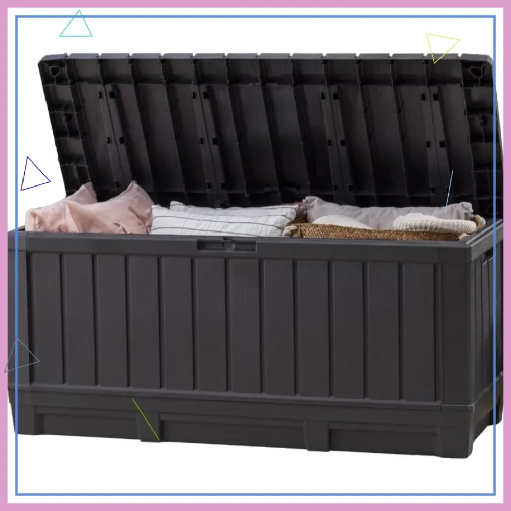 

92 Gallon Resin Deck Box Outdoor Storage for Patio Furniture Garden Tools Pool Accessories Dark Grey