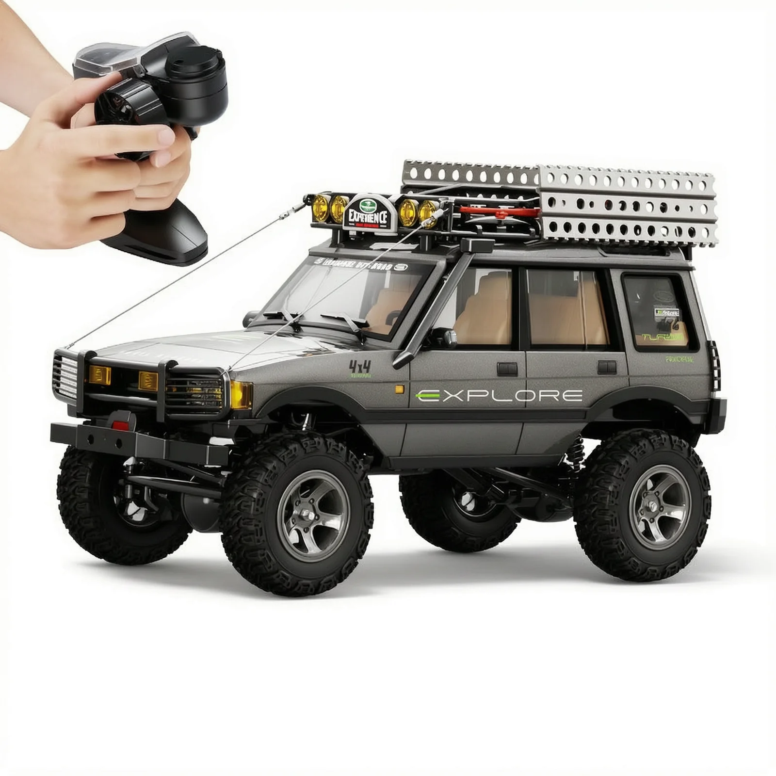 Rc Rock Crawler Features Metallic Paint Foam Filled Tires And Proportional Steering With Throttle