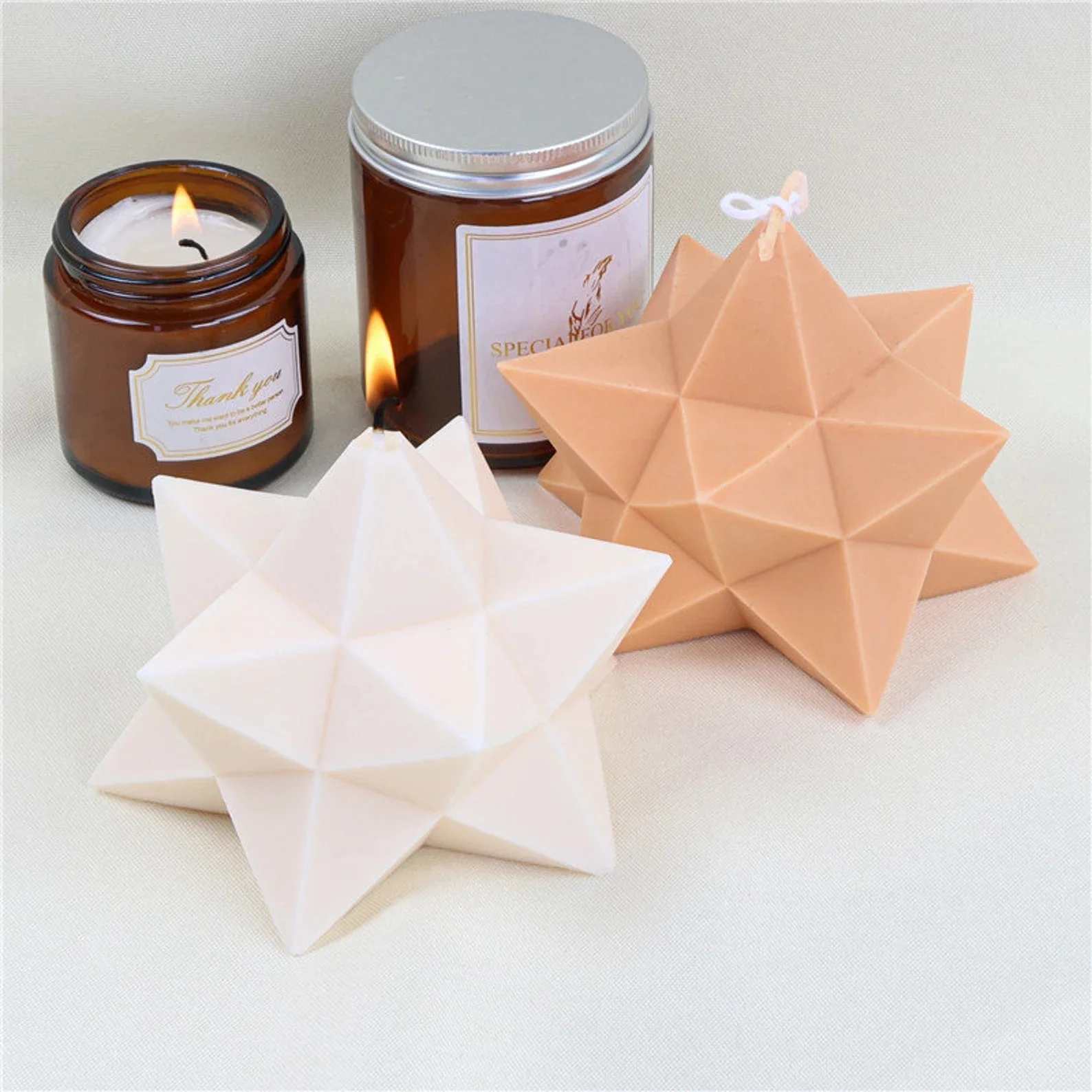 Geometrische Sternform Kerzenformen 3D Fünfzackiger Stern Kerzen-Silikonform Spitzformige Seifenform Aromatherapie Deko DIY Handwerk Geschenk