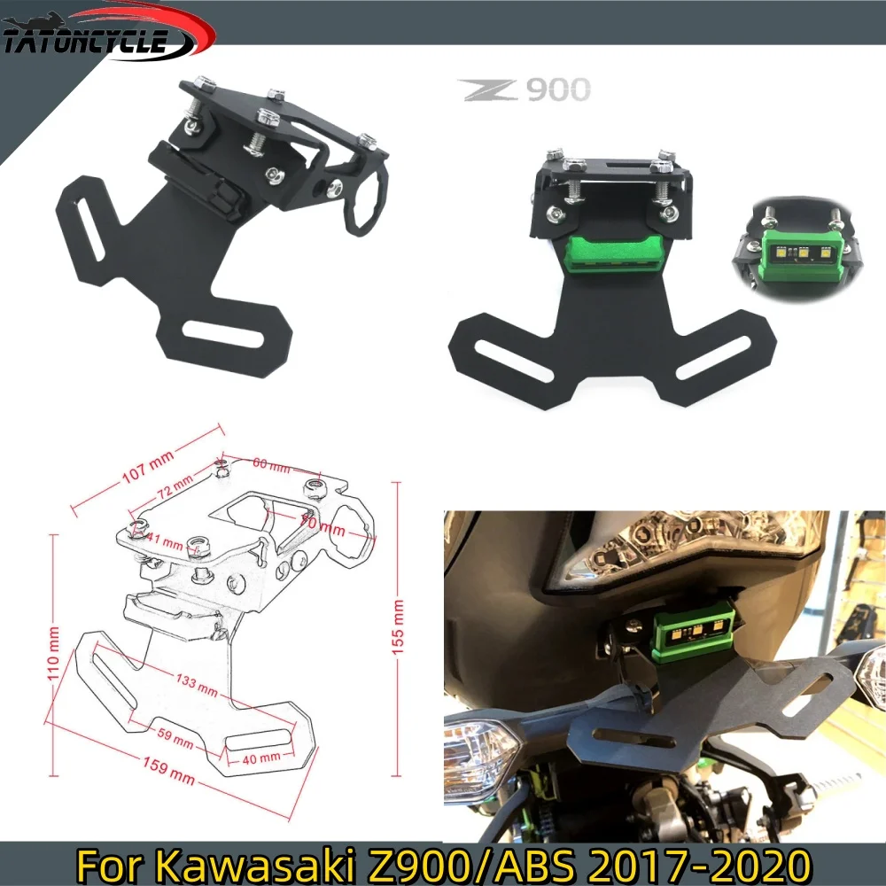 

For Kawasaki Z900 Z 900 Motorcycle Tail Tidy Fender Eliminator License Plate Holder LED Light 2017-2023 2021 2020 Accessories