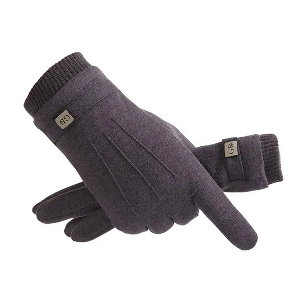 Guantes de ciclismo para hombre, manoplas simples de forro de felpa, talla única, de dedo completo, para senderismo, 1 par