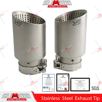 Véritable SUMSOO 1 pièces mat 304 en acier inoxydable pointe de silencieux de voiture pointe d'échappement système tuyau pointe d'échappement universelle