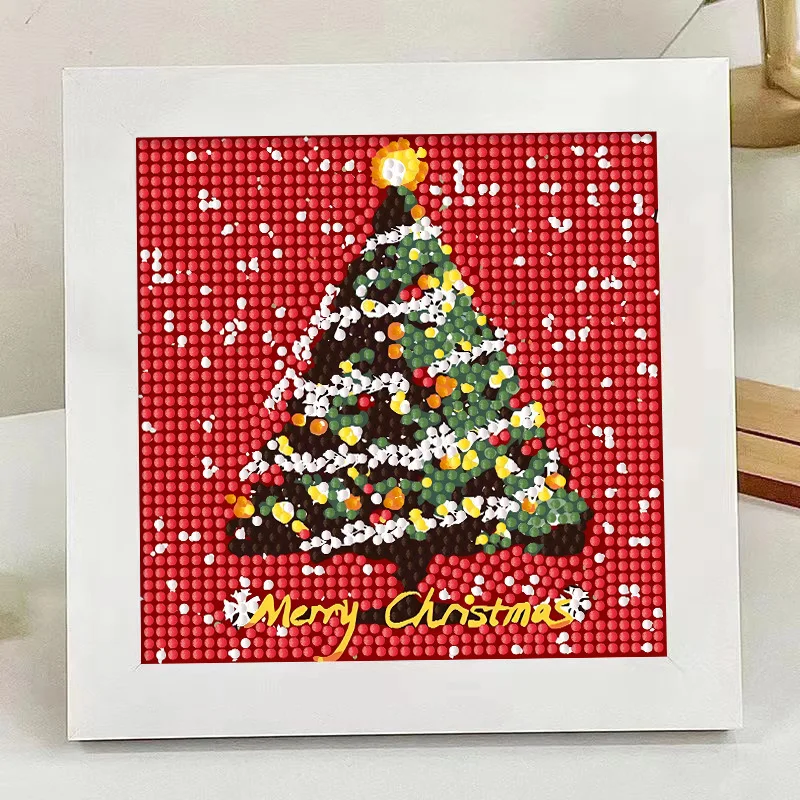 Christmas Tree Diamond Painting DIY Kit – Fun & Educational Craft for Kids & Students, Decorative Desk Stand, Perfect Christmas
