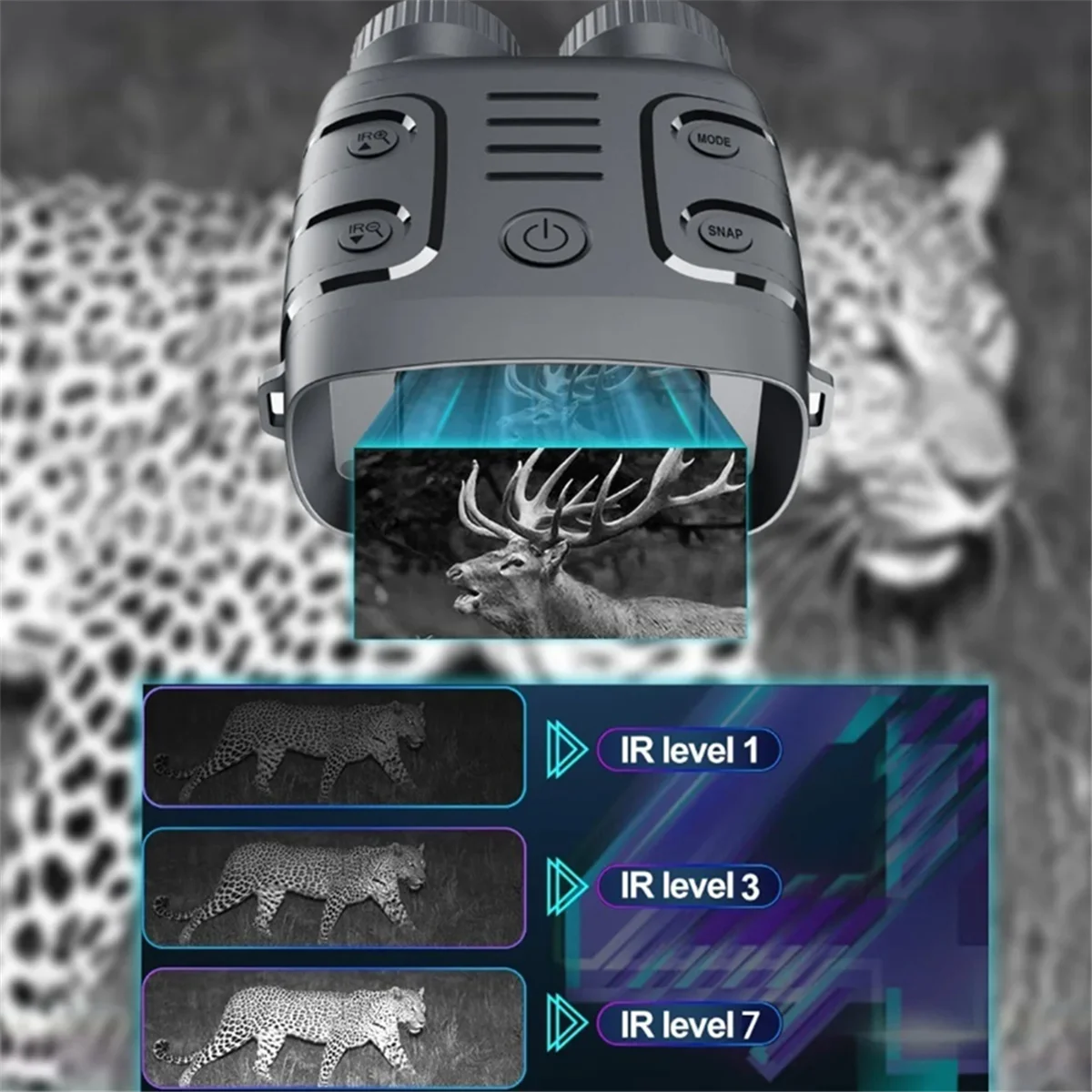 

Устройство ночного видения для охоты 1080P Инфракрасное устройство ночного видения 5-кратный бинокль День Ночь Использование Фото Видеосъемка Цифровой зум для H