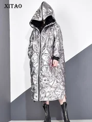 XITAO Personality Winter Coat Women Letter Pattern Streetwear Parka Tide Brand Loose Women Clothes 2019 New DMY1754