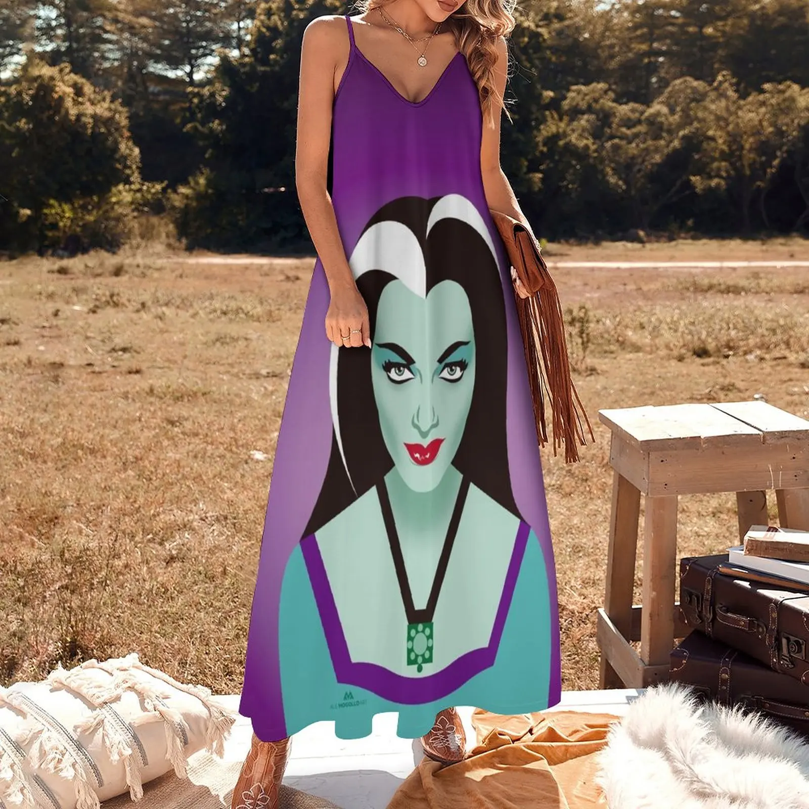 Lily munster vestido de noite feminino, vestido sem mangas, verão, 2024