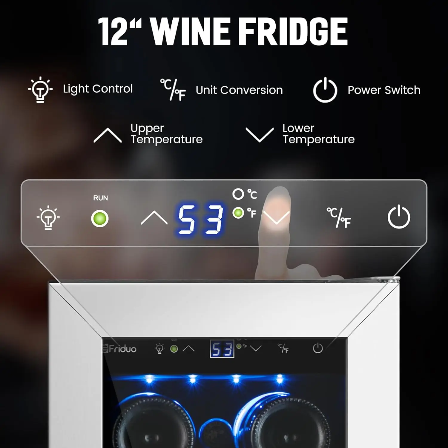 12 inch Wine Cooler Refrigerator 20 Bottles Built-in or Freestanding Red Wine Refrigerator with Tempered Glass Door, Low Noice C