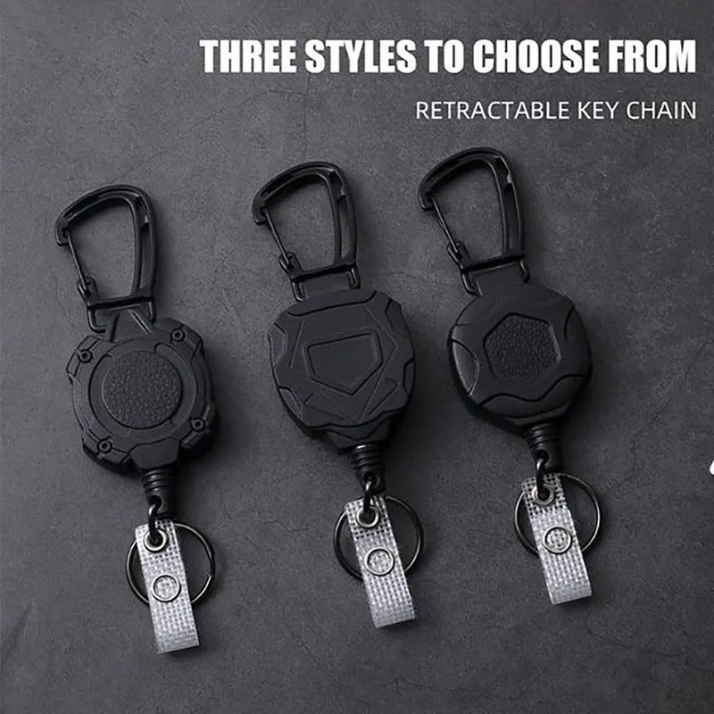 New Badge Holder Carabiner Keychain Tactical ID Holder Retractable Reel Mountaineering Buckle Multiple Tools Accessories