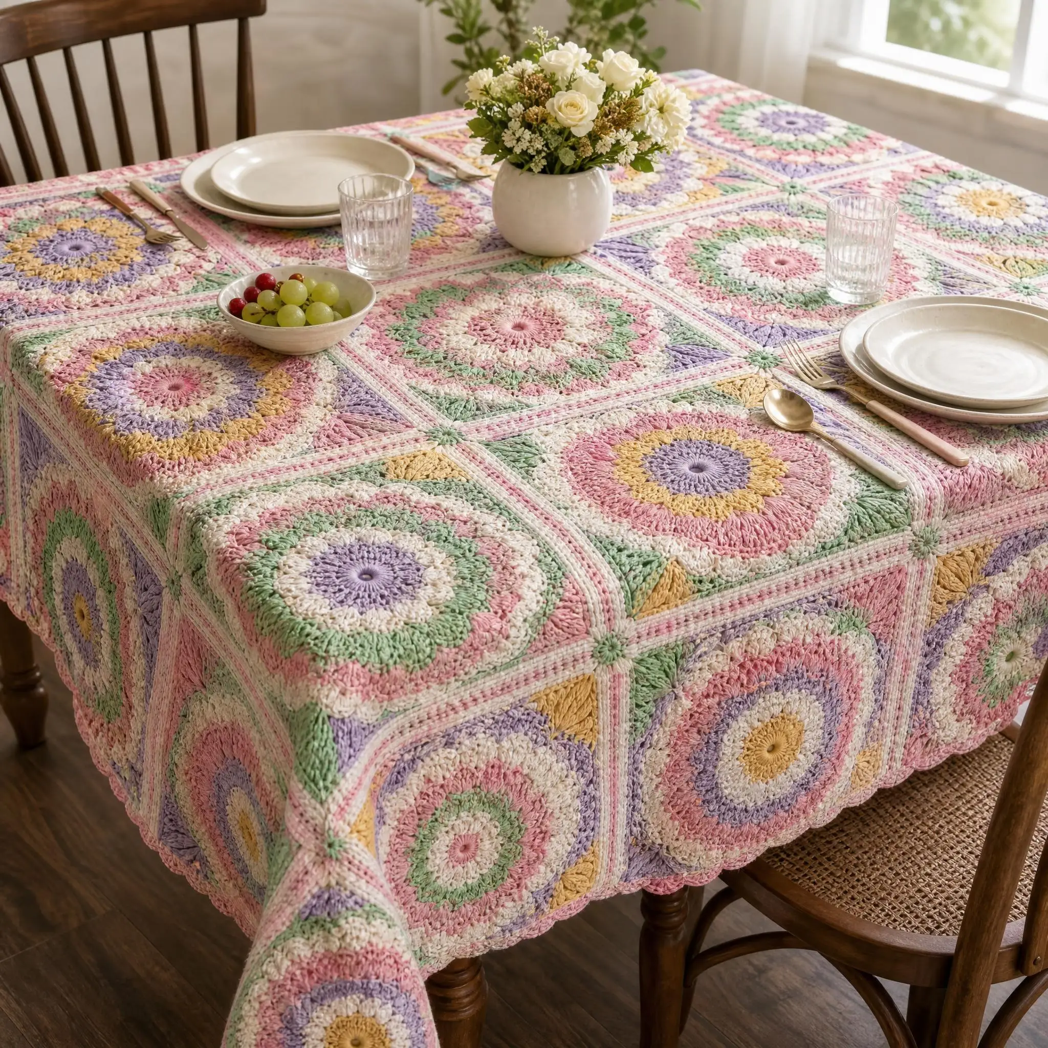 Crafting & Crochet Revival Style Tablecloth, Suitable For Table Decoration, Unique Holiday Gift - view 6