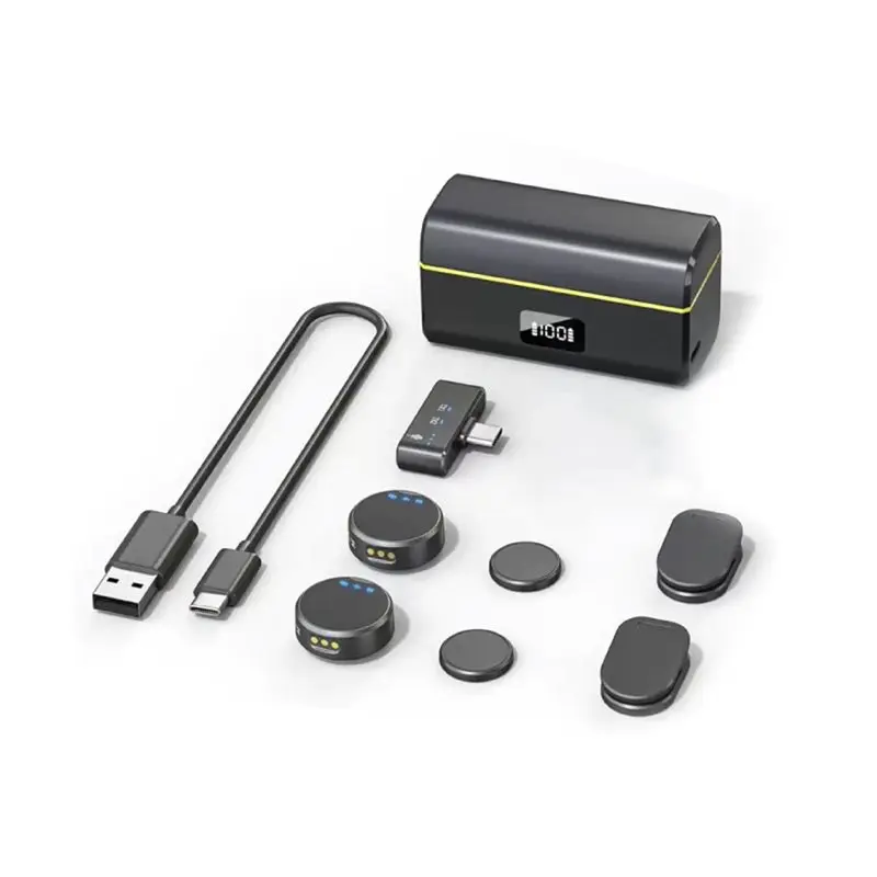 B31B Wireless Microphone for X5 GO Ultra Action Cameras Magnetic Clip-on Design for DSP Noise Reduction Camera Accessory