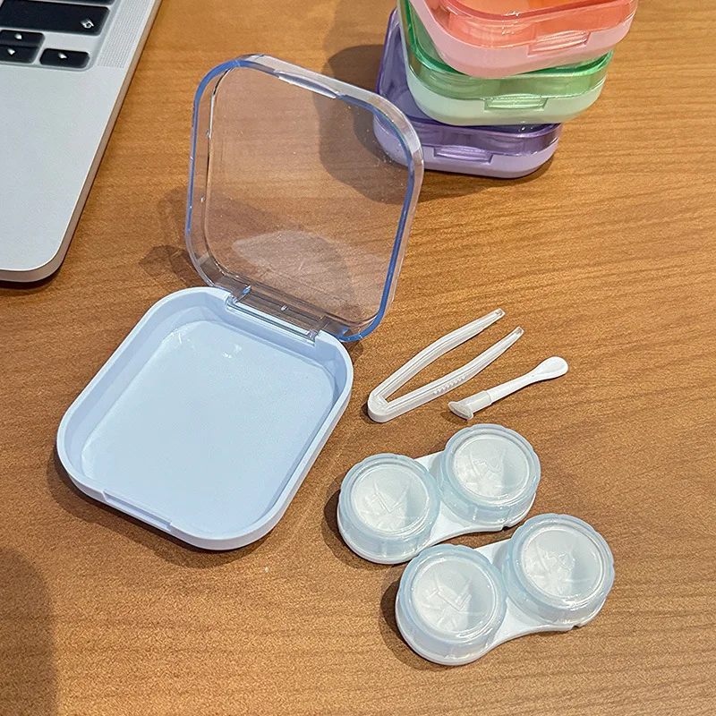 Colored Contact Lens Case Eye Contact Lens Box Women Travel Contact Lenses Case Soak Container Lenses Box for Beauty Pupil