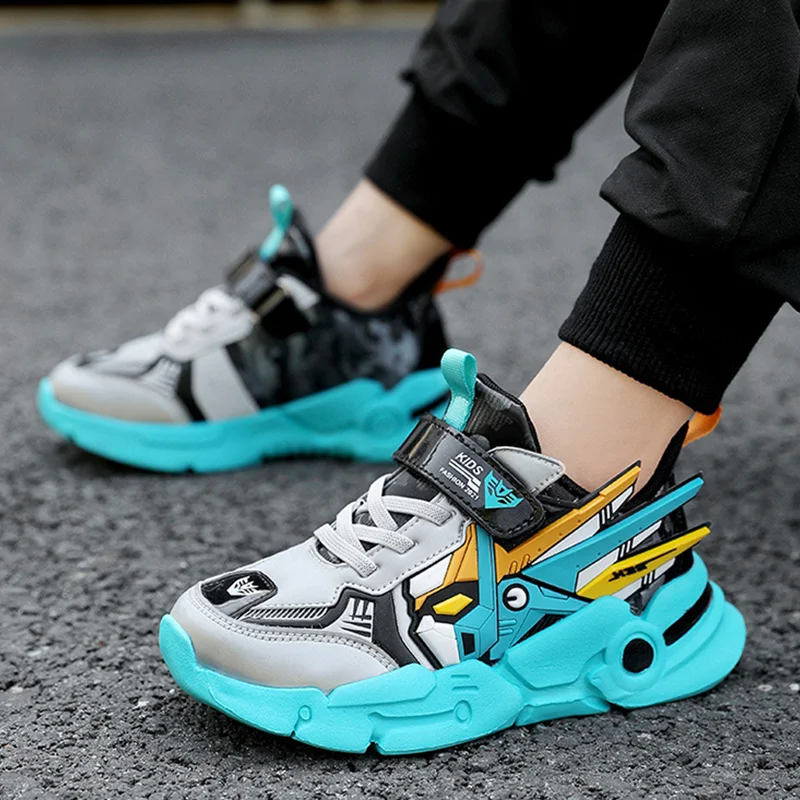 Children's shoes, boys' sports shoes, 2024 spring new trendy cool mecha children's shoes, running boys, middle-aged children