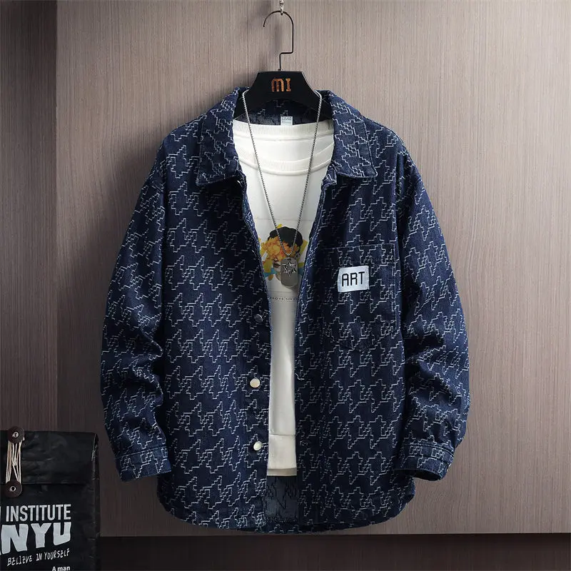 

Men's Faionable Casual Waed Denim Jaet Autumn New Sle Stand Fit Cotton Polyester Blend Long Sve Outerwear