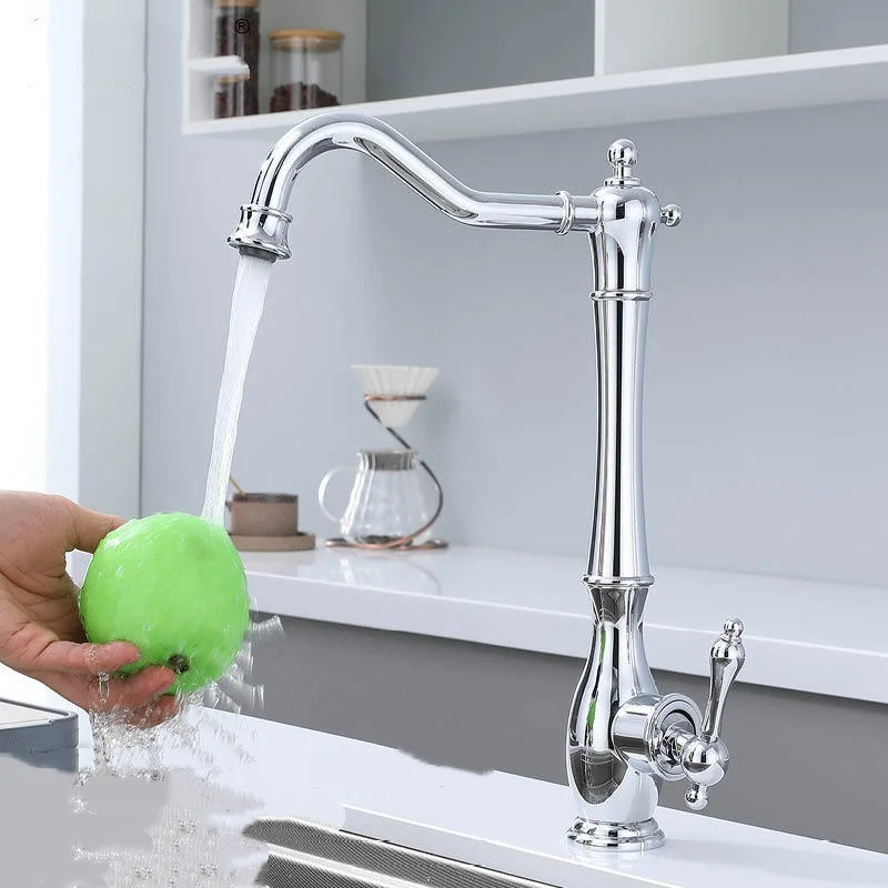 Classical Sink Faucet Kitchen Tap Rotation Gray  Lead Free hot cold Single Lever Sink Tap Total Brass