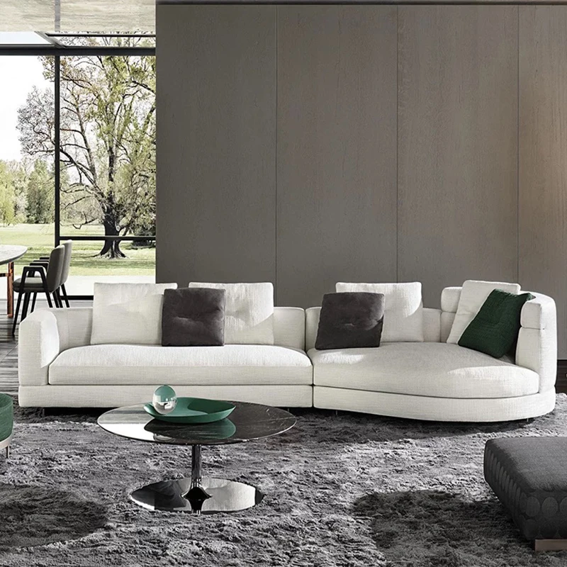 

Designer Special-shaped Modern High-end Elegant Large Villa Wooden Living Room Sofa Lightweight Luxury Lines Fabric Home Sofa