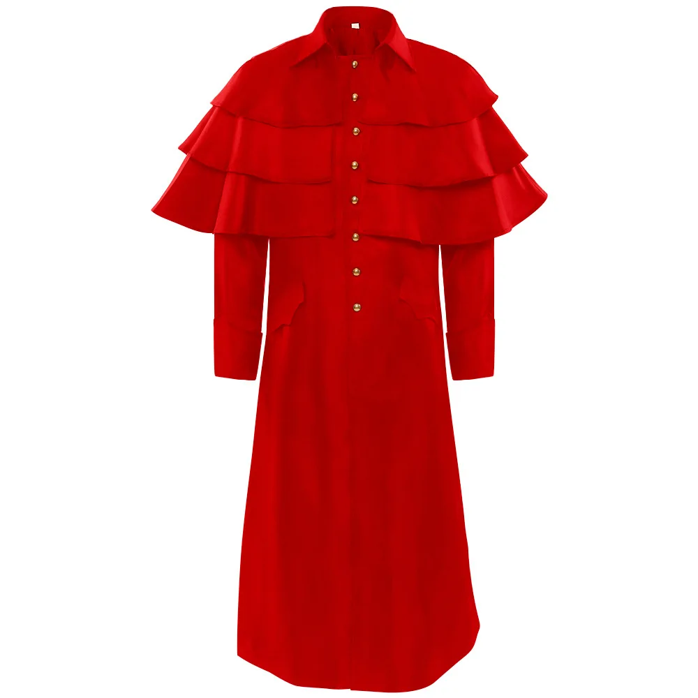 loween Large Size Medieval Priest Outfit Stand Collar Buttoned Coat New Stage Costume orm Women's Ethnic Wear