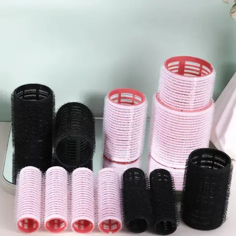 헤어 롤 6pcs 헤어 롤러 무열 헤어 컬러 열 없음 헤어 뱅 볼륨 자체 접착 후크 컬러 DIY 스타일링 도구 및 액세서리