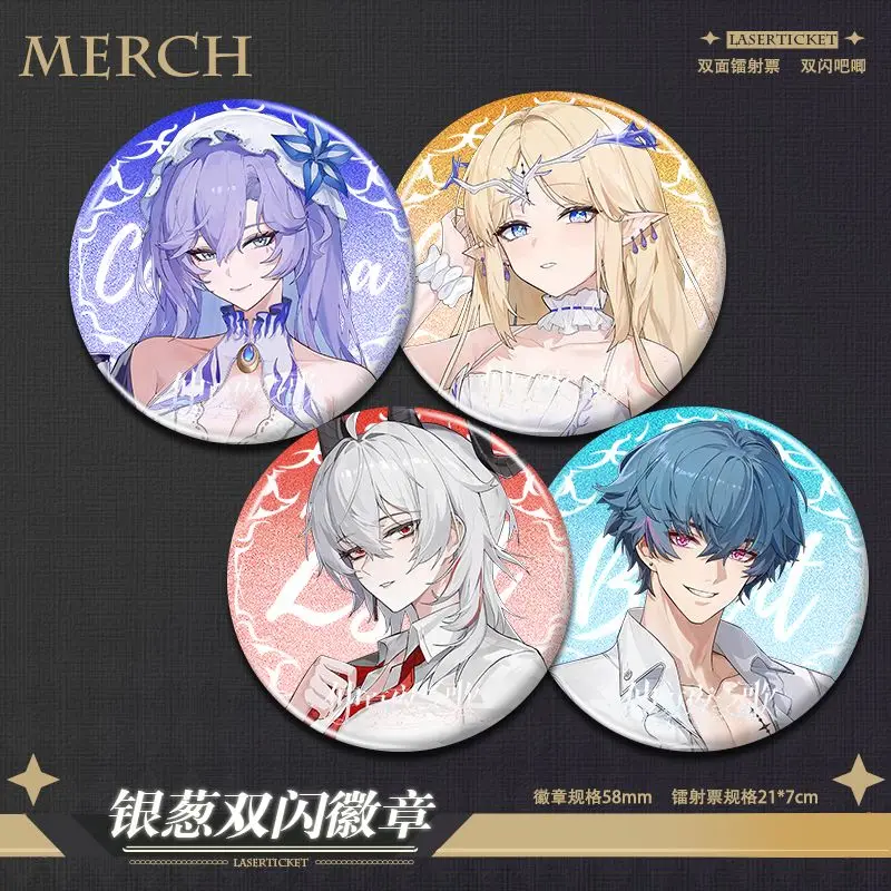 2PC Anime Wuthering Waves Cartethyia Cosplay Bookmark Laser Ticket Students School Supplies Stationery Pins Brooch Badge