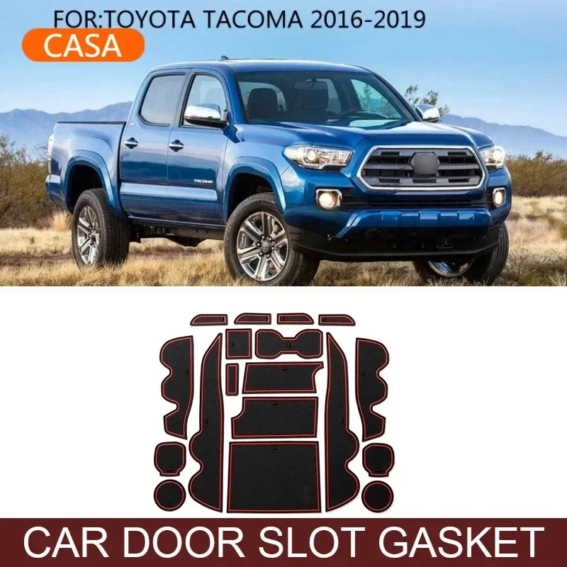 Car Door Slot Gasket For TOYOTA TACOMA 2016-2019 Car Central Control Storage Mat Water Cup Anti Slip Mat Auto Refit Accessories