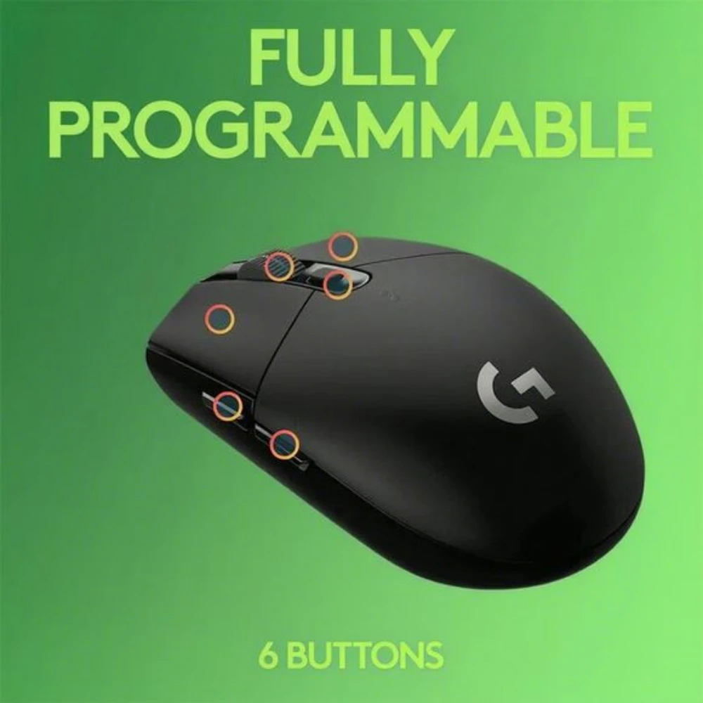 لوجيتك G304 G305 ماوس ألعاب لاسلكي أسود/أبيض/ليلك/أزرق لايت سبيد USB استقبال هيرو 12K ديسيبل متوحد الخواص 6 أزرار للكمبيوتر الشخصي