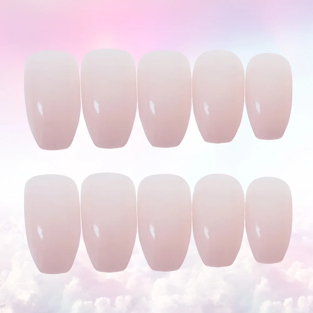 

24 Pcs Nude Gel Nail Polish Tips for Women False Nails with Glue Pink Artificial Fingernails