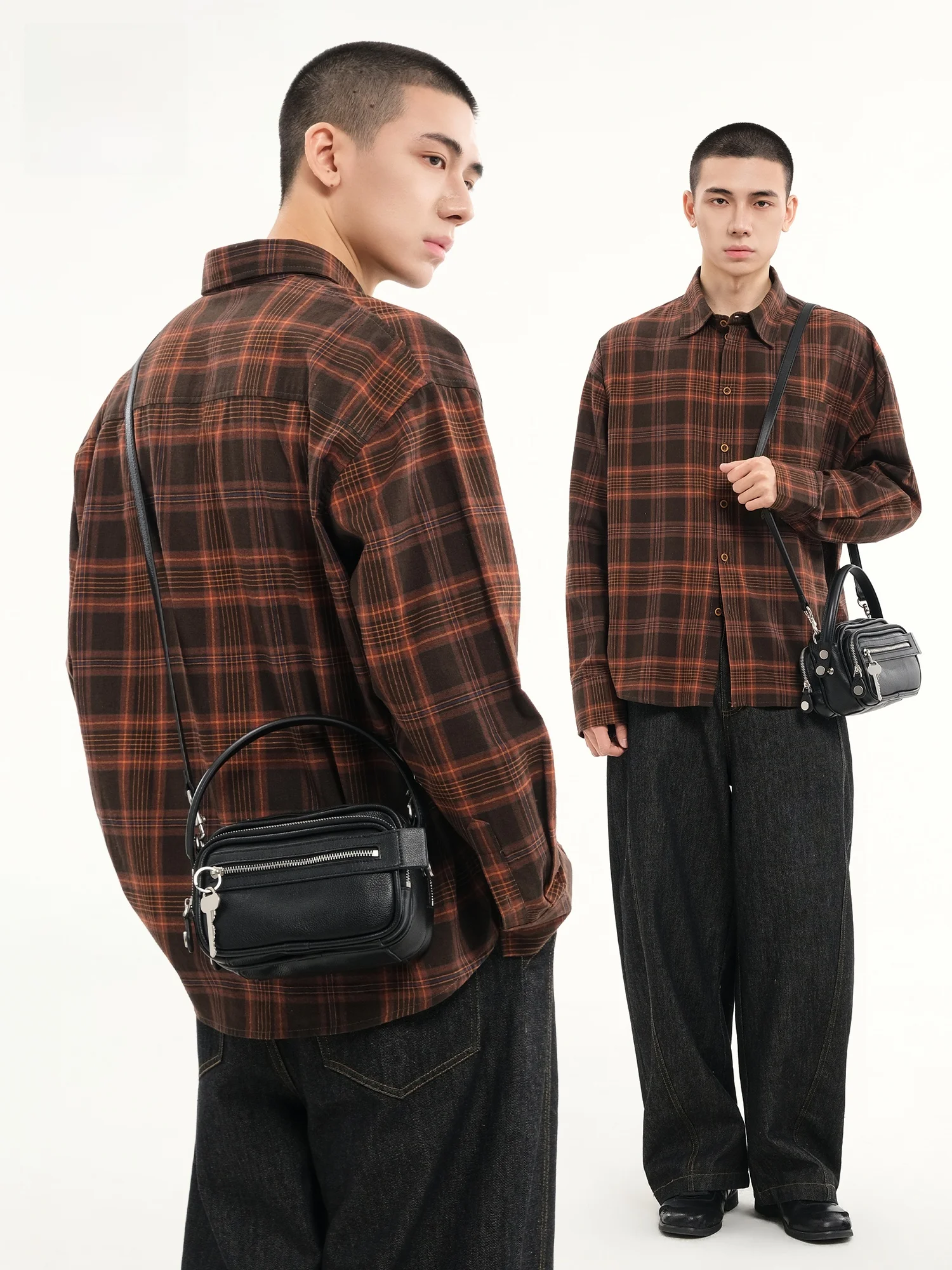 Casual Vintage Crossbody Bag Unisex Single Shoulder Youth Messenger Small Square Bag Trendy Leather Handbag for Men And Women