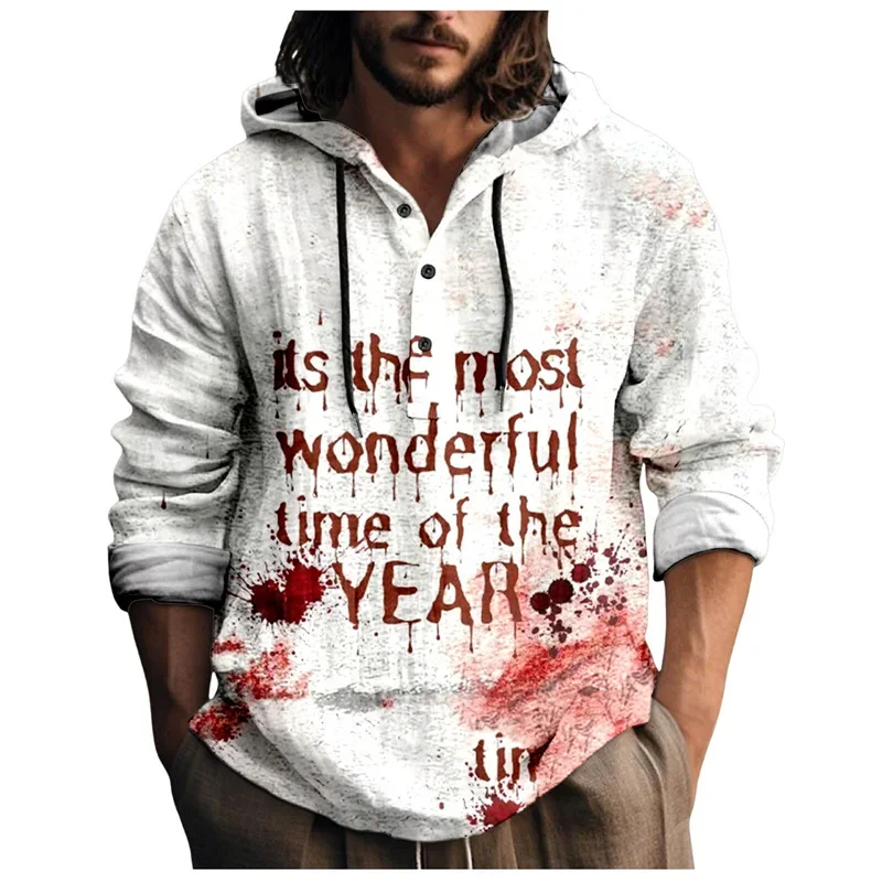 Art graffiti red hooded shirt foreign trade new hot selling hoodie tops men's fashion pullover Hawaiian casual men's shirt