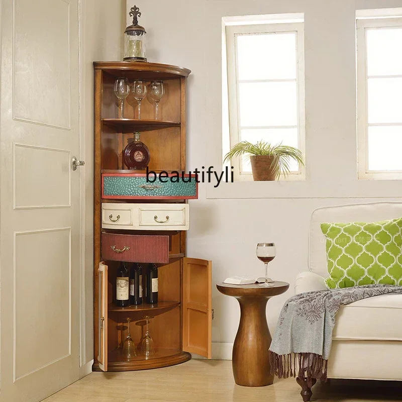 M71 American Restaurant Corner Vintage Furniture Storage Triangle Cabinet Space-Saving Wine Cabinet Storage Cabinet