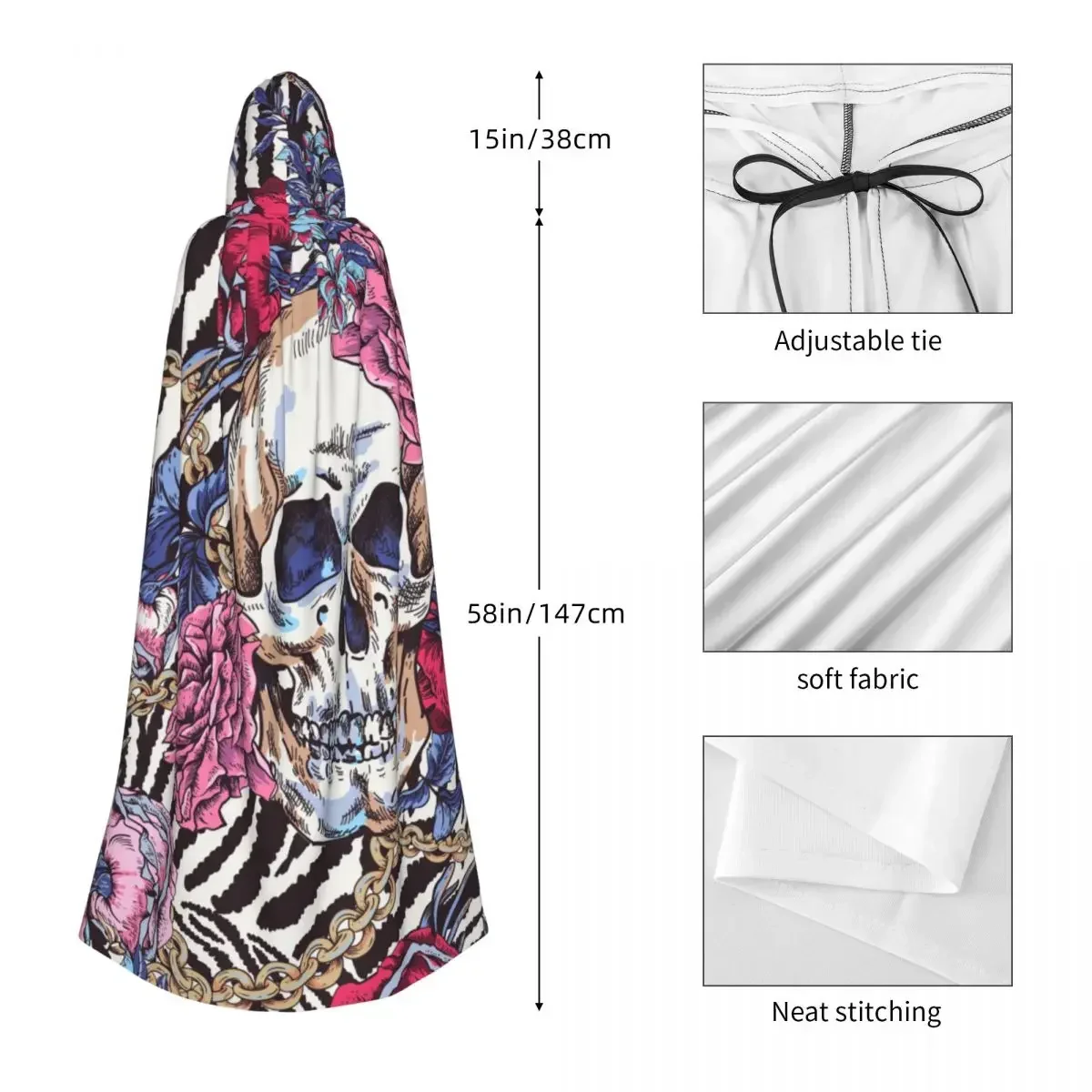 Adulto vampiro capa com capuz robe dia dos mortos vintage glamourosa ilustração halloween comprimento total cosplay