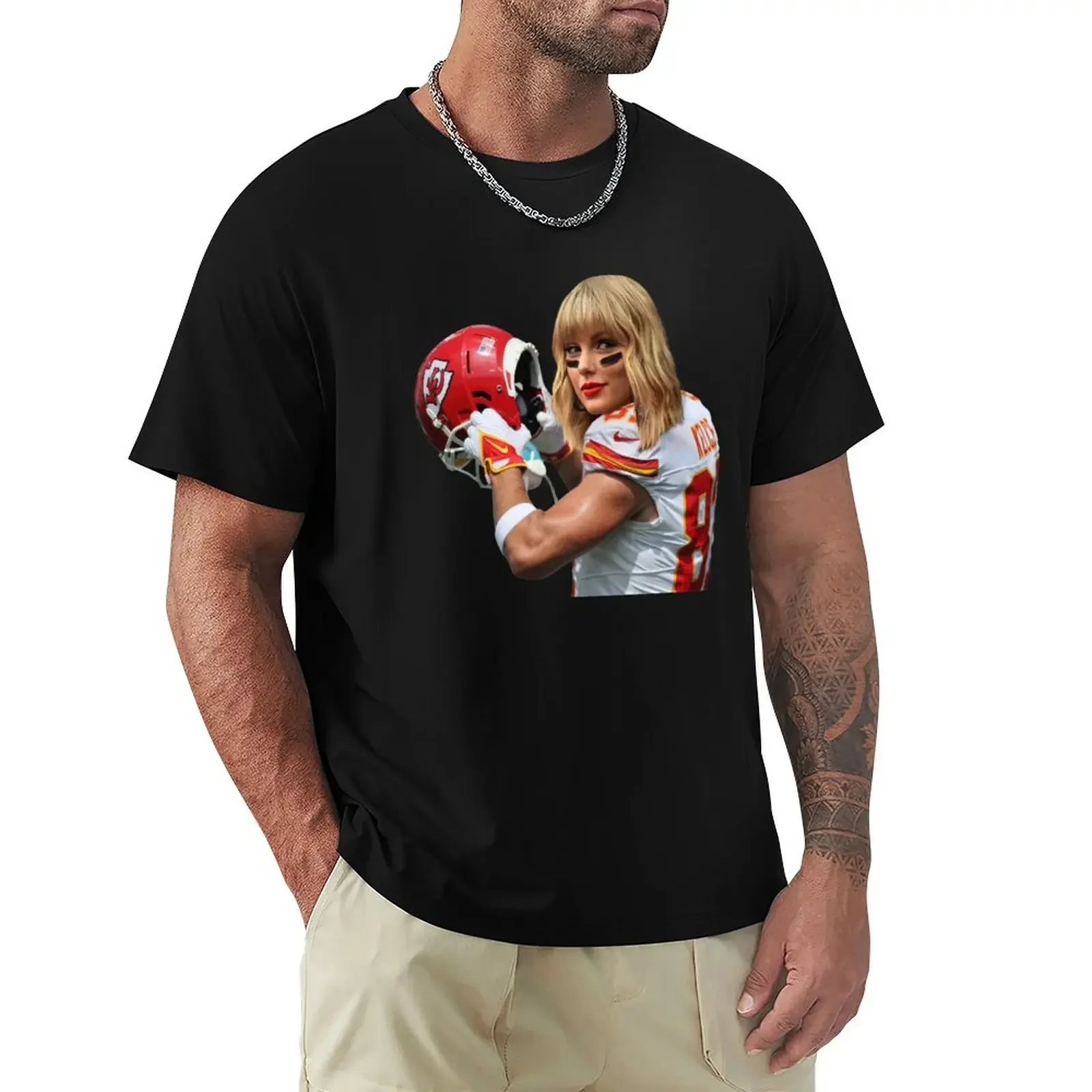 Go Taylor's Boyfriend Kelce x Taylor TShirt customizeds sublime men cotton t shirts new in tops & tees Short Sleeve Round Collar