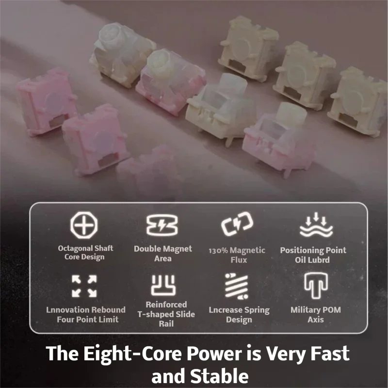 WuqueStudio WS Flux HE Switch Drum Version 35gf Factory Lubrd مفتاح خطي مغناطيسي HE لوحة مفاتيح مغناطيسية مفتاح مخصص PA66 #3