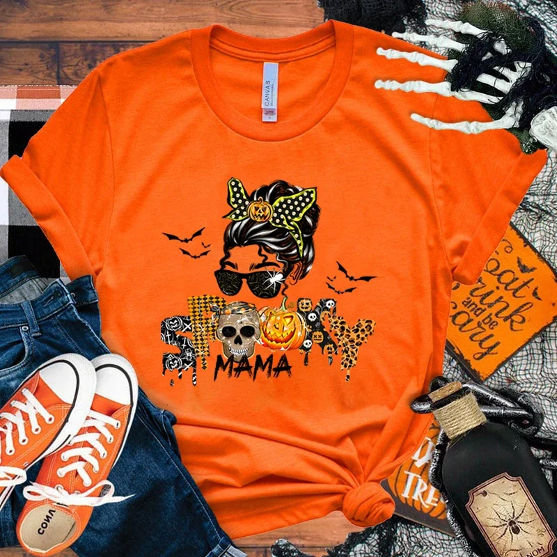 

Halloween Spooky Man Print Tshirt Summer Fashion Casual Short Sleeve Round Neck Tops Women/Mens T-Shirts
