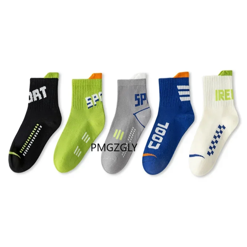 5 Paar Sport-Übungssocken für Kinder, Grundschüler, Strümpfe, Training, hohe Jungensocken, Herren-Großhandel