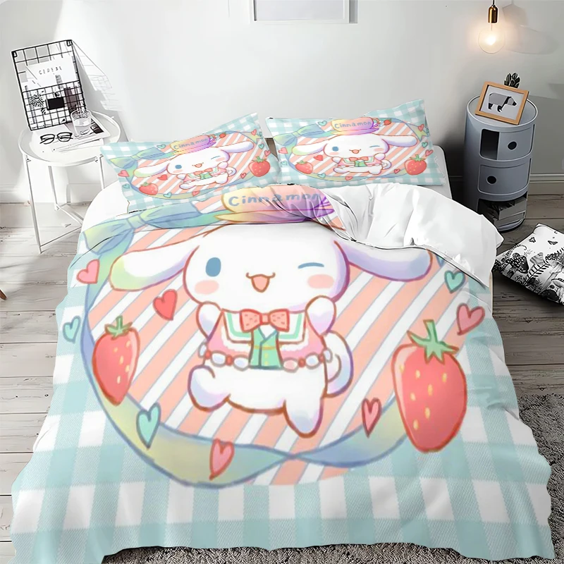 Cute Cinnamon Dog Bedding Set for Kids, Cartoon Pattern Duvet Cover, Decoração do quarto em tamanho total, Presente Adolescente