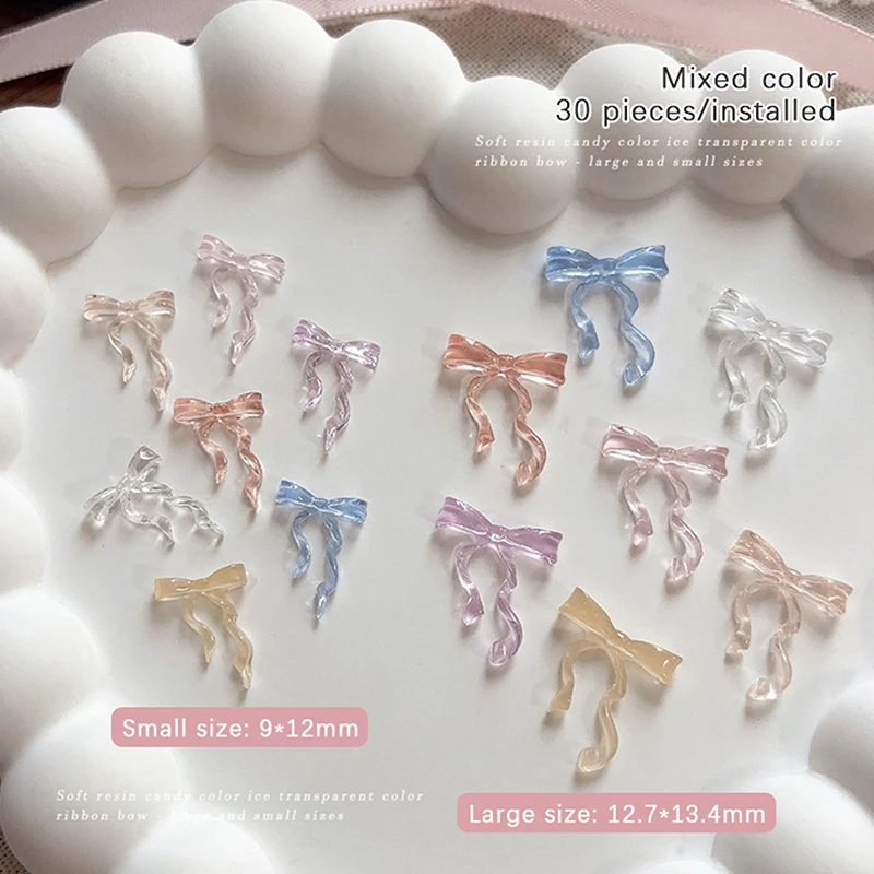 30 قطعة لامعة الجليد الشريط الشفاف مسمار السحر ربطة القوس فيونكة راتنج مسطح ثلاثية الأبعاد مسمار الفن الديكور أجزاء اكسسوارات لوازم DIY بها بنفسك #4