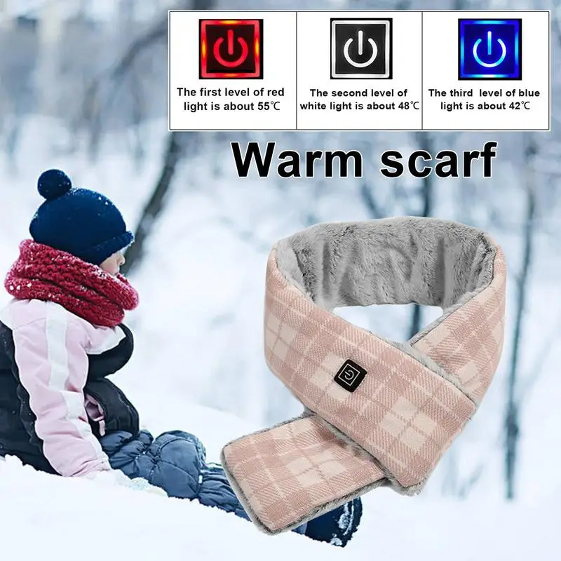 Outdoor Electric Heating Scarf Heating Pads 3 Heating Levels Neck Warmer Winter Outdoor Hiking Skiing USB Charging Heating Scarf