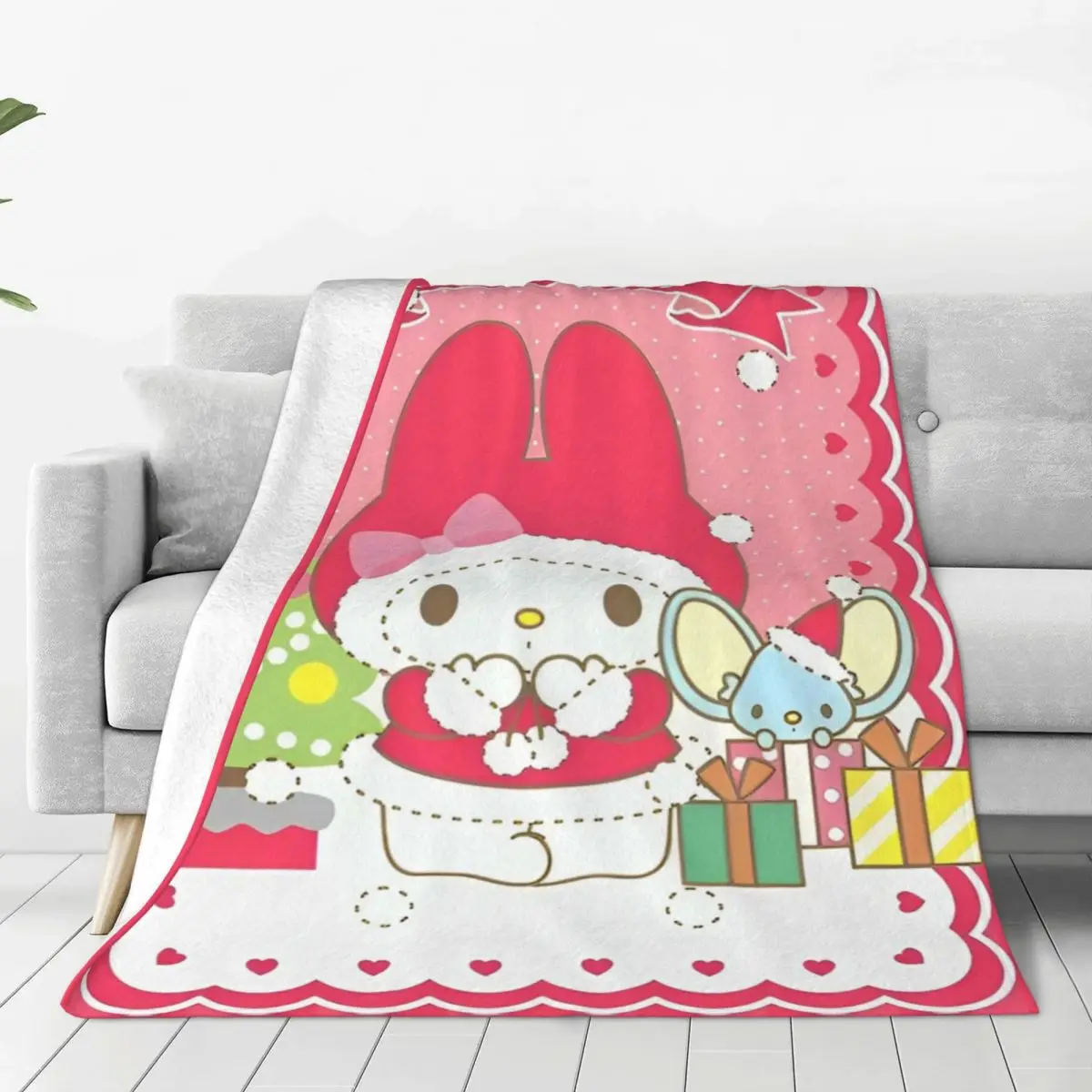 Cartoon Sanrio My Melody Blanket Soft  Fashion Plush Throw Blanket For Couch Chair Airplane Travel Flannel Bedspread Bed Cover