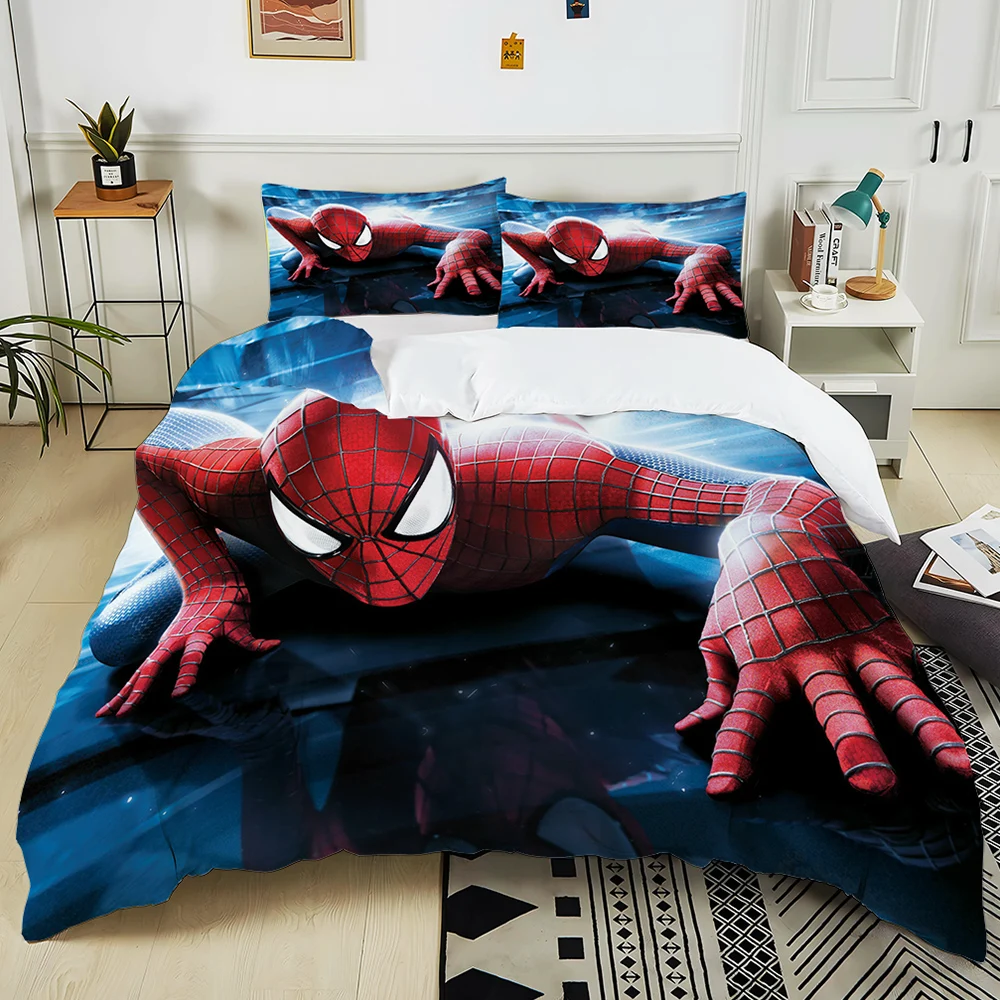 Marvel Spider Man Print Bedding Set 3PC 1 Duvet Cover 2 Pillowcases Adult and Children Bedding Set Luxury Bed Comforter Set Gift