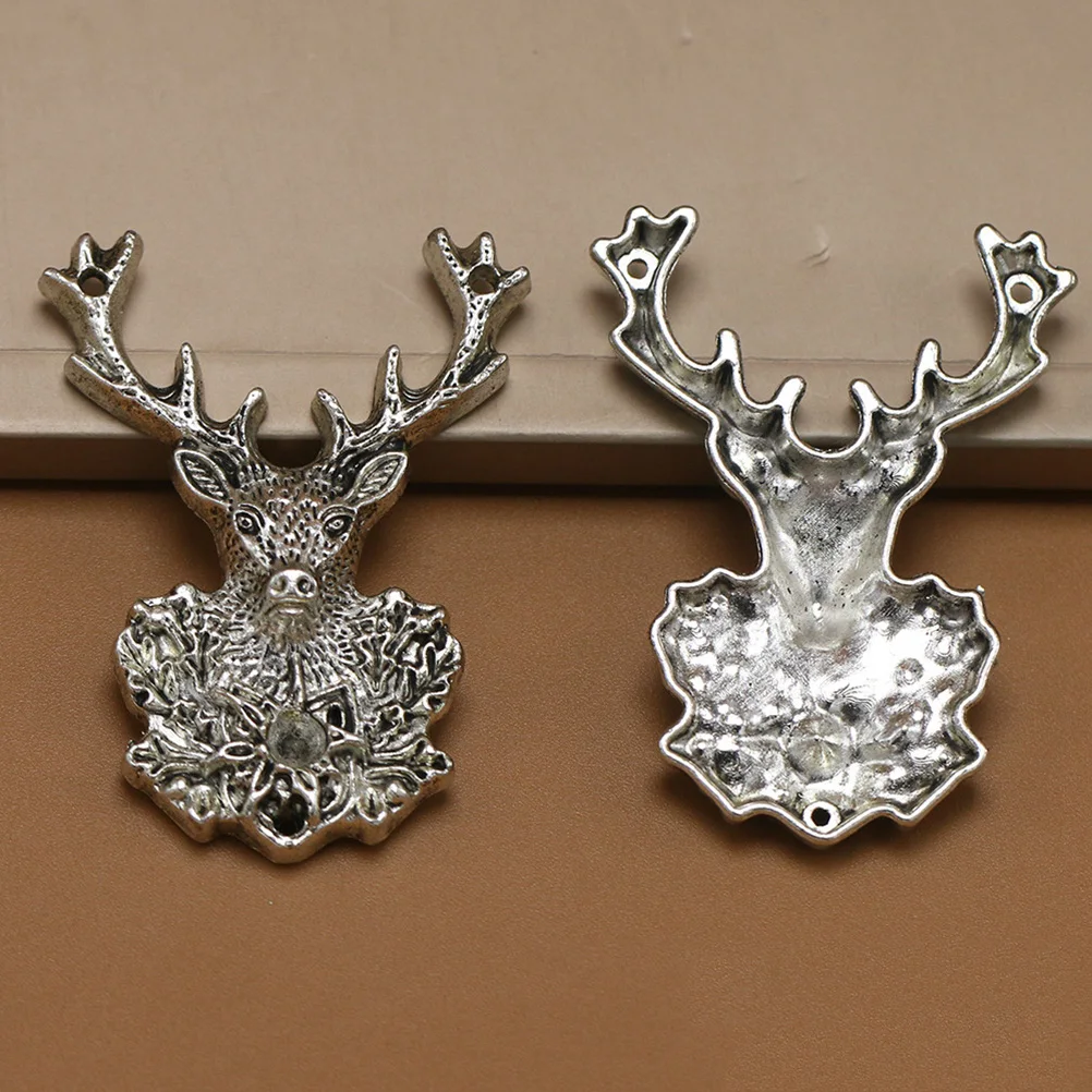 

10 Pcs Alloy Deer Head Pendant Jewelry Silver Charms for Bracelet Making Pendants