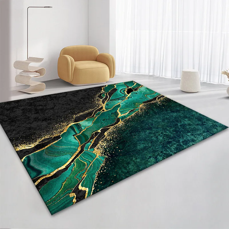 3D Nordic Black Golden Marble Carpet Colorful Geometric Area Rug for Living Room Bedroom Sofa Doormat Non-slip Floor Mat