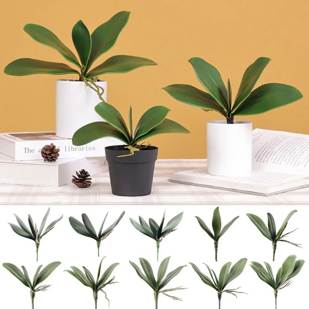 Vivid Eco-friendly Artificial Orchid Leaves Real Touch Fake Phalaenopsis Leaves Artificial Plant DIY Auxiliary Material