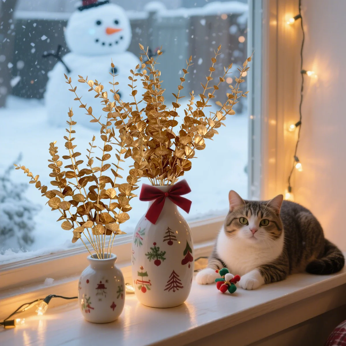 10pcs Artificial Plants Eucalyptus Leaf Stems Christmas Decoration Home Decor Room Decor Wedding Bouquet Party Table Centerpiece