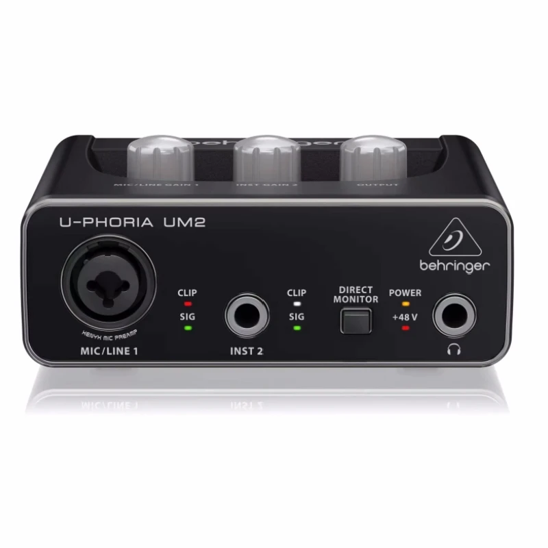 BEHRINGER U-PHORIA UM2 Audiophile 2x2 USB Audio Interface with XENYX Mic Preamplifier for broadcasting,professional recording