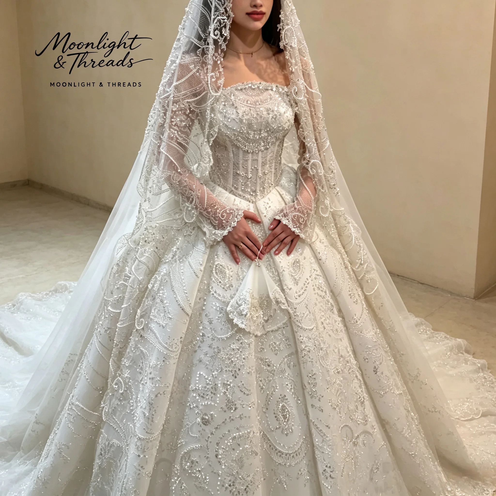 ชุดแต่งงานทรงบอลกาวน์สุดหรู ปร - Embroidery Veil บทวิจารณ์และราคา