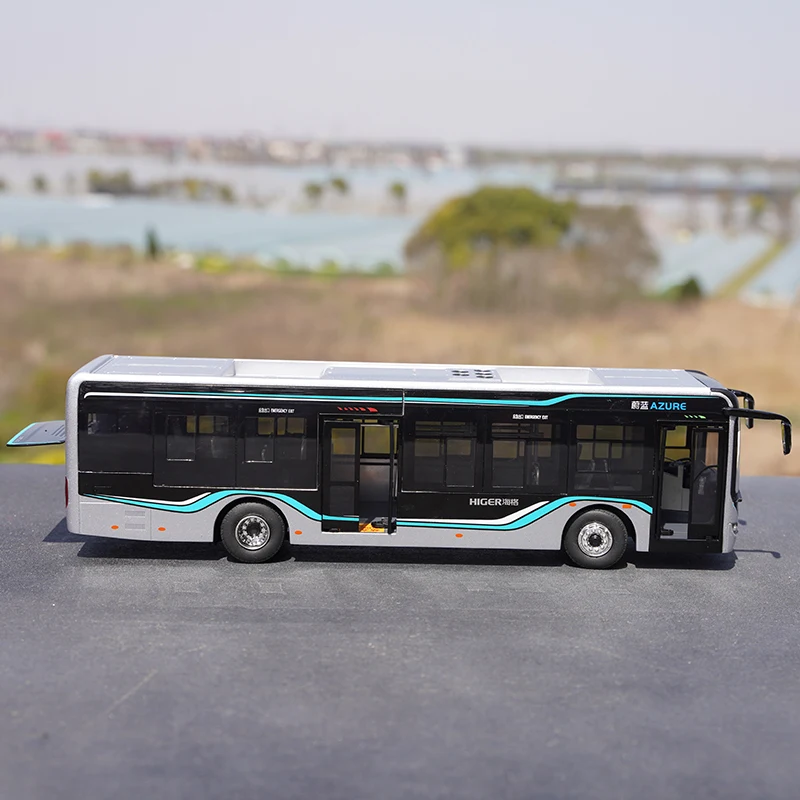 1:42 Original Suzhou Jinlong, Higer Azure Car Model Alloy New Energy Bus Lighting Version Bus Model